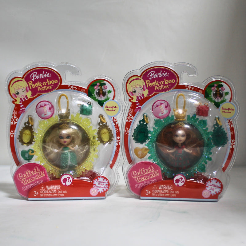 Lot of 2 Barbie Peek-a-Boo Petite Dolls | Holiday Joy & Christmas Christabelle