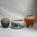 Lot of 3 Nemadji: Pottery Vase, Moon Pot & Bowl