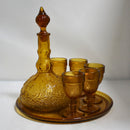Tiara: Amber Glass Plate, Glasses & Decanter