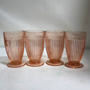 Lot of 4 Anchor Hocking: Queen Mary Pink Footed Timblers