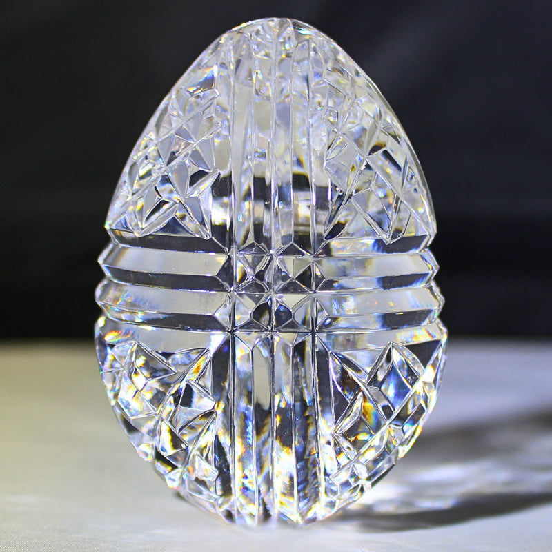 Vintage Waterford Crystal Egg Paperweight Signed Heavy 3.5 in.