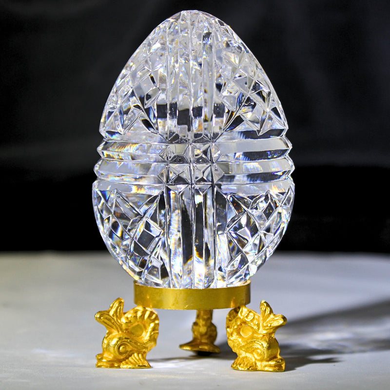 Vintage Waterford Crystal Egg Paperweight Signed Heavy 3.5 in.