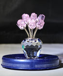 Swarovski Crystal 2003 Silver Rhodium, 12 Pink Roses in Vase Figurine | Chipped