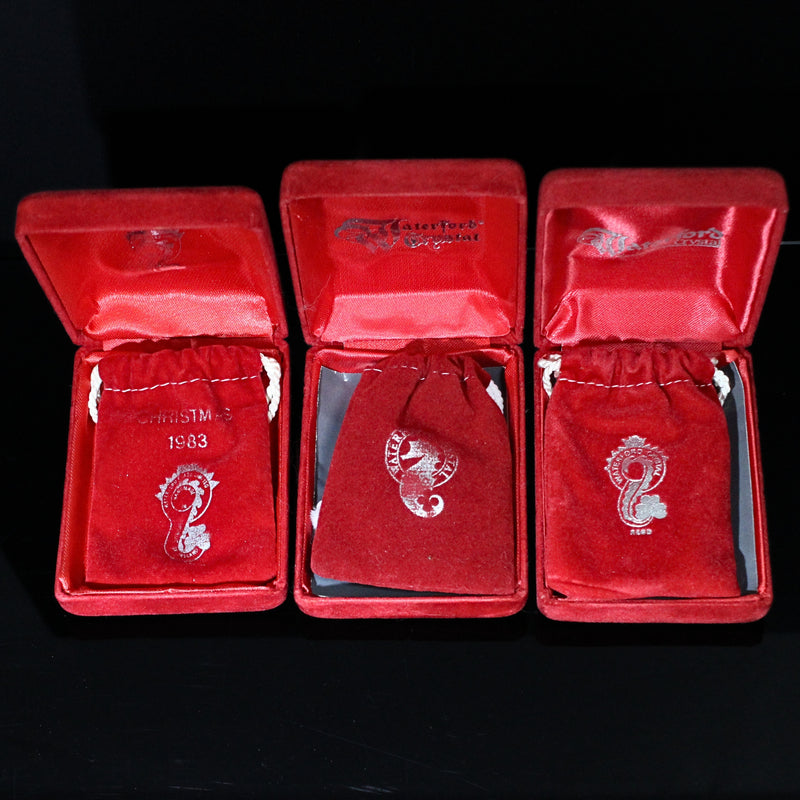 Lot of 3: Waterford Crystal 1983, 1985, 1986 12 Days of Christmas Ornaments