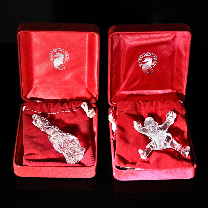 Lot of 3: Waterford Crystal Ten Lords a Leaping, Nine ladies Dancing Ornaments