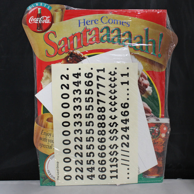 Lot of 2: Coca-Cola 1996 Santaaaaah Sign + 1993 Coke Stein