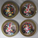 Lot of 4: 1855 Email De Limoges I. Godinger Flower Theme Plates