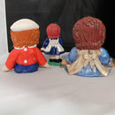 Lot of 3: Raggedy Ann & Andy Bookend & Figurine