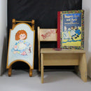 Lot of 3: Raggedy Ann Chair + Sled + Book