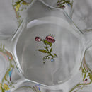 Dorthy Thorpe Flower Painted Glass Bowl - Handkerchief Ruffled