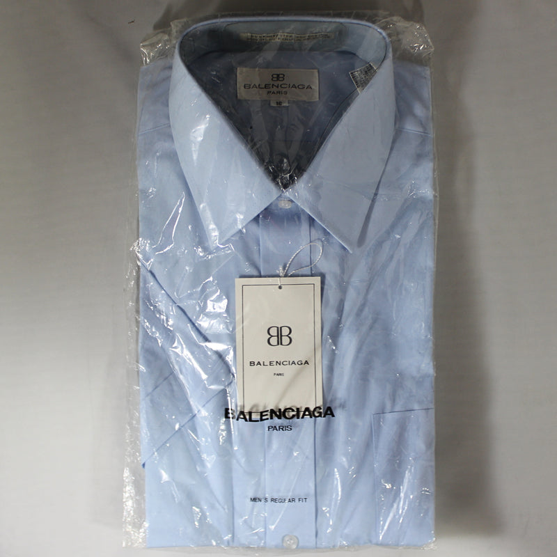 Balenciaga Mens Regular Fit Blue Long Sleeve Button Down, Size 16