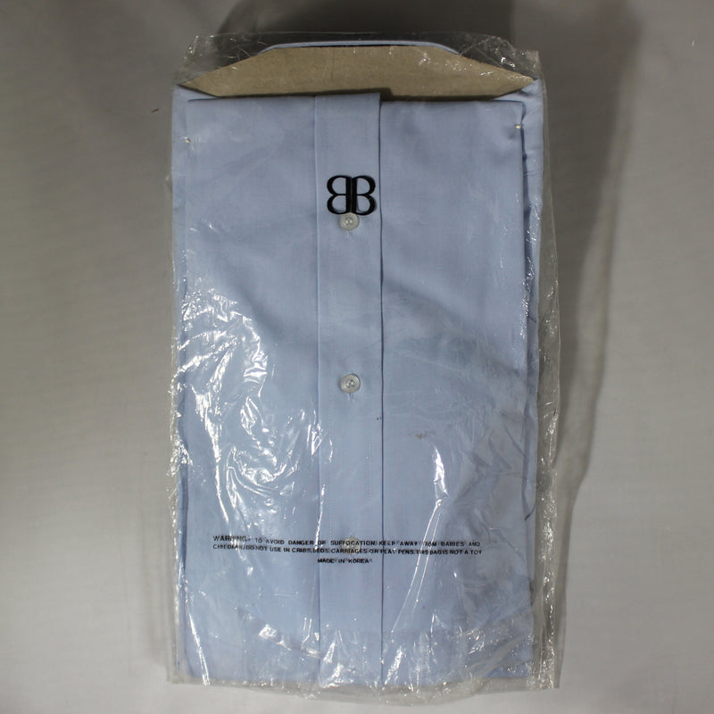 Balenciaga Mens Regular Fit Blue Long Sleeve Button Down, Size 16