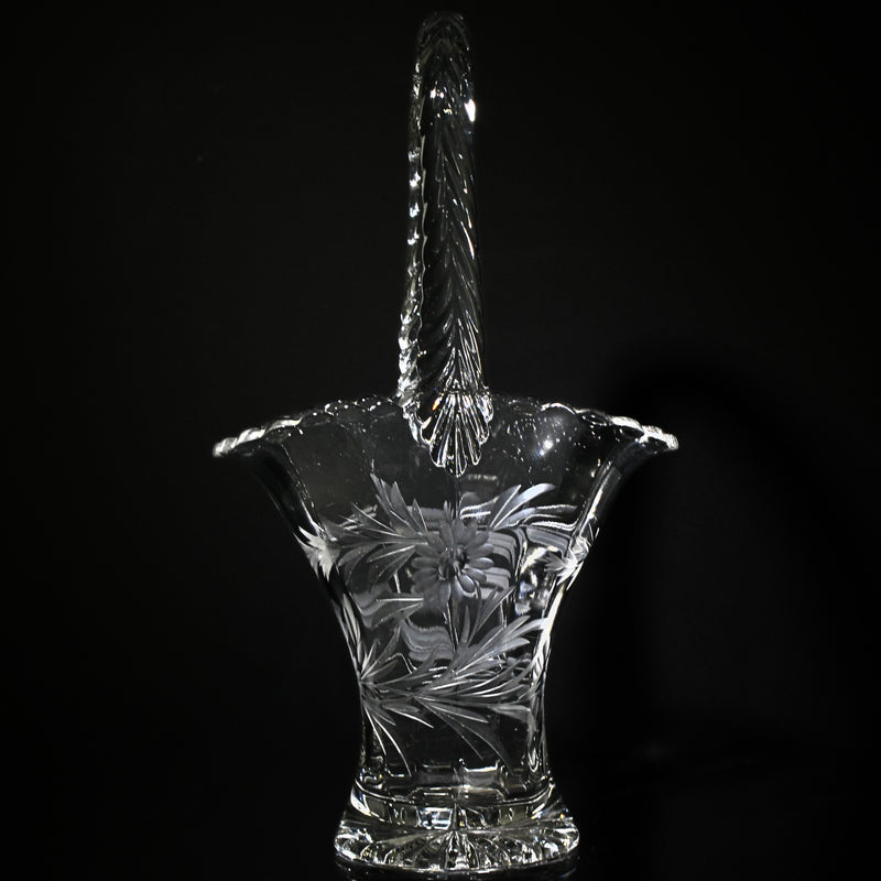 Vintage Duncan Miller 10" Glass Basket Vase | No box