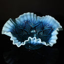 Antique Dugan Blue Reflecting Diamonds Opalescent Glass Bowl