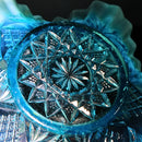 Antique Dugan Blue Reflecting Diamonds Opalescent Glass Bowl