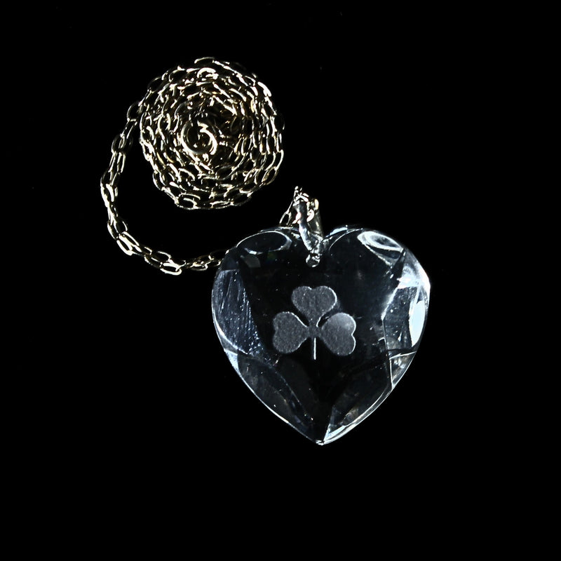 Tipperary Crystal Heart Shaped Shamrock Pendant