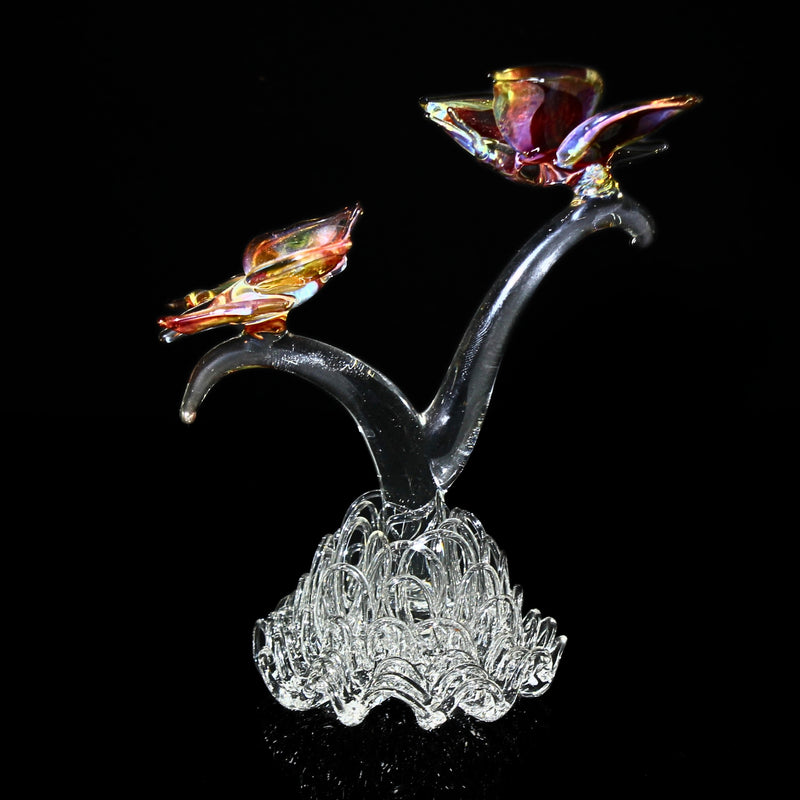 Lot of 2: Glass Baron Humming Bird + Blown Glass Butterfly