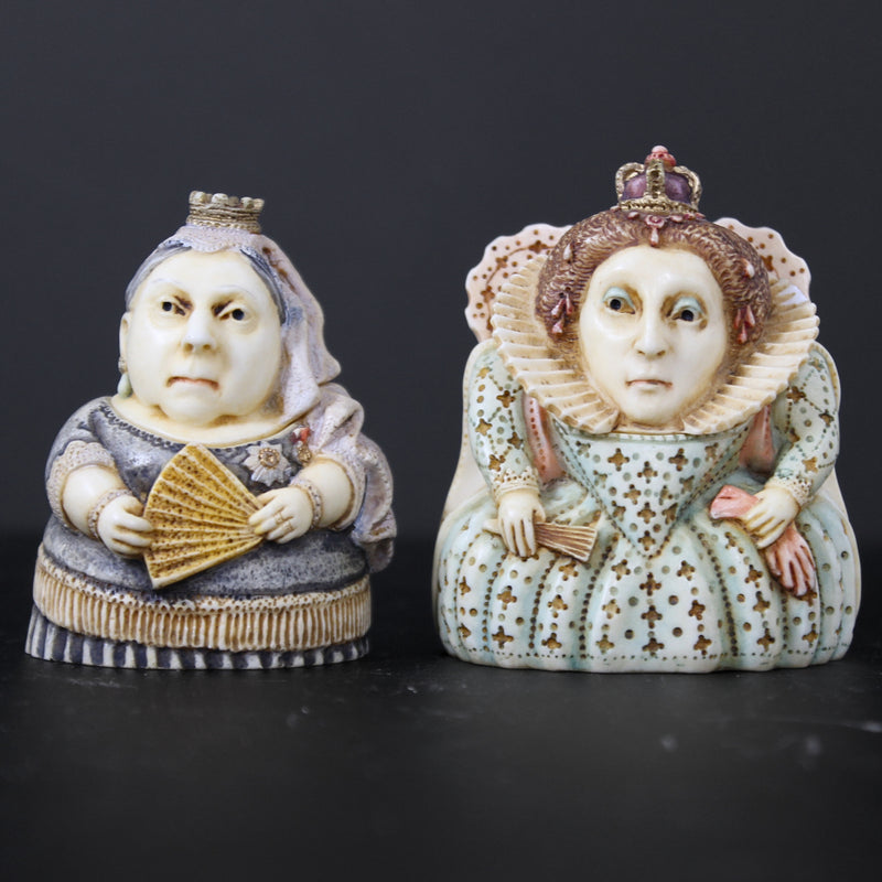 Lot of 2: Pot Bellys Queen Victoria + Queen Elizabeth I Figurines