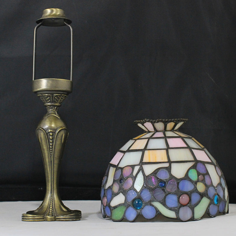 Vintage PartyLite Stained Glass Tea Light Lamp