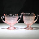 Lot of 2: Pink Glass Cream & Sugar Set