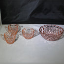 Lot of 4: Pink Glass Cream & Sugar Set w/ Bowl