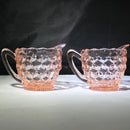 Lot of 4: Pink Glass Cream & Sugar Set w/ Bowl