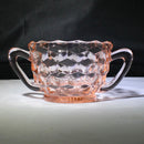 Lot of 4: Pink Glass Cream & Sugar Set w/ Bowl