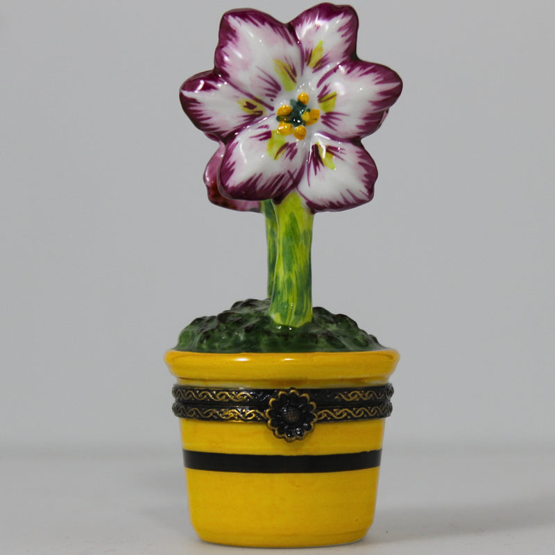 Limoges Flowers In Planter Trinket Box