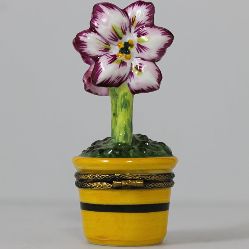 Limoges Flowers In Planter Trinket Box