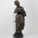 Bronze Finish Spelter Girl Reading Statue