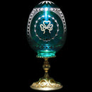 House of Faberge Emerald Green Egg w/ Gold Etching
