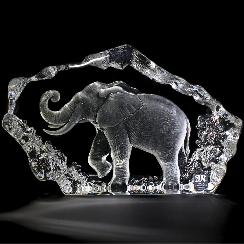 Mats Jonasson Elephant Spirit of Freed Crystal Display