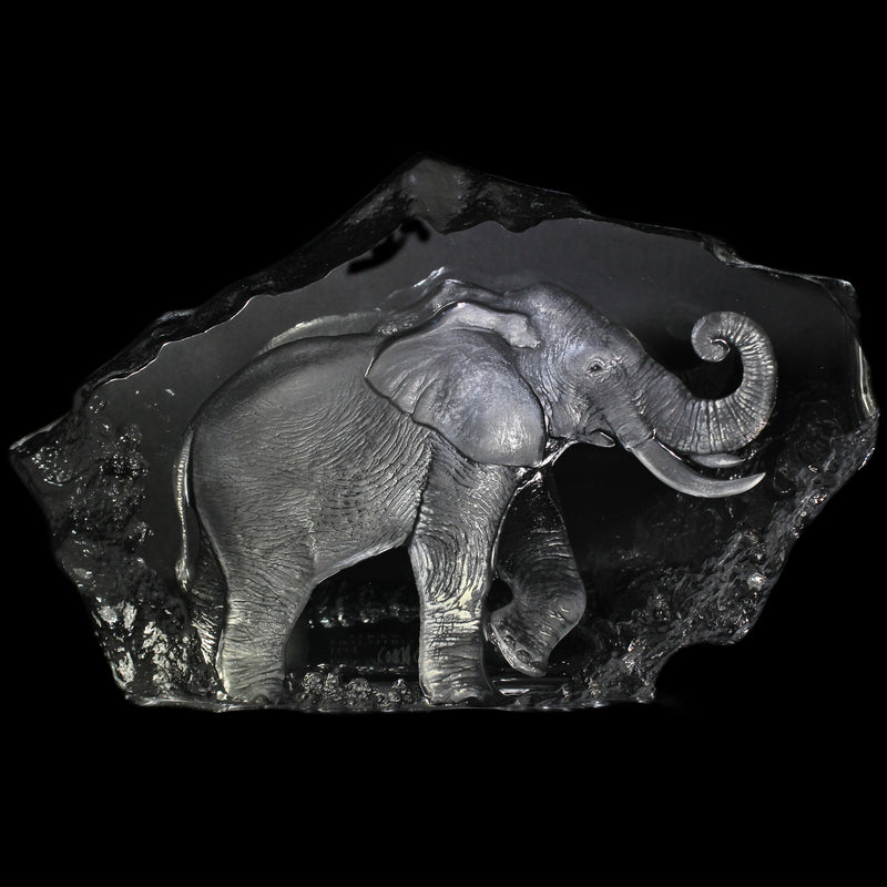 Mats Jonasson Elephant Spirit of Freed Crystal Display