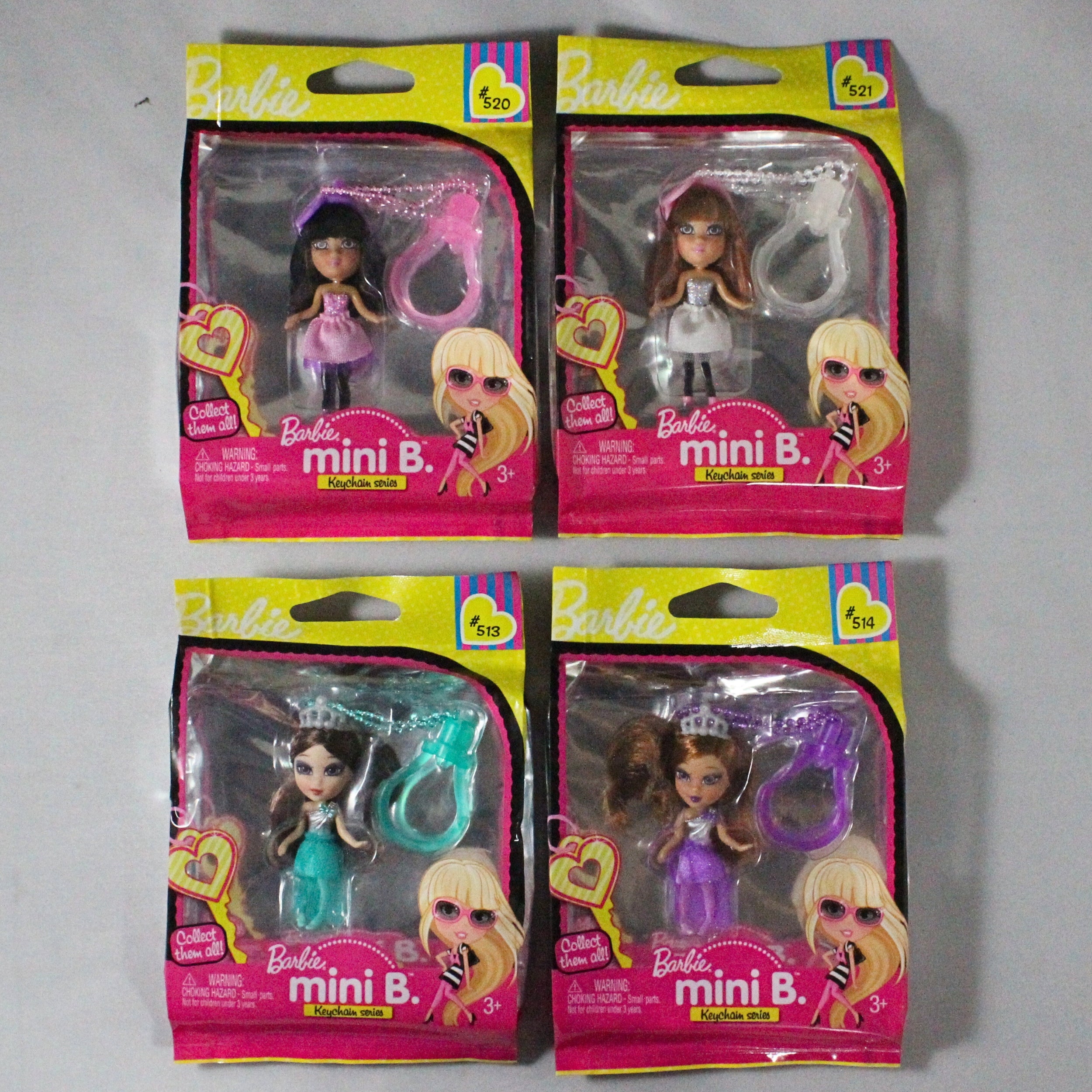 Lot of 4: Barbie Mini B. Keychain Series #513, 514, 520, 521
