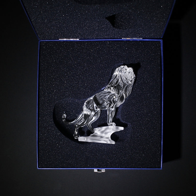 Swarovski Crystal Lion Standing on Rock Figurine