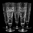 Lot of 5: 1930s Japanese Etched Floral Pilsner Glasses