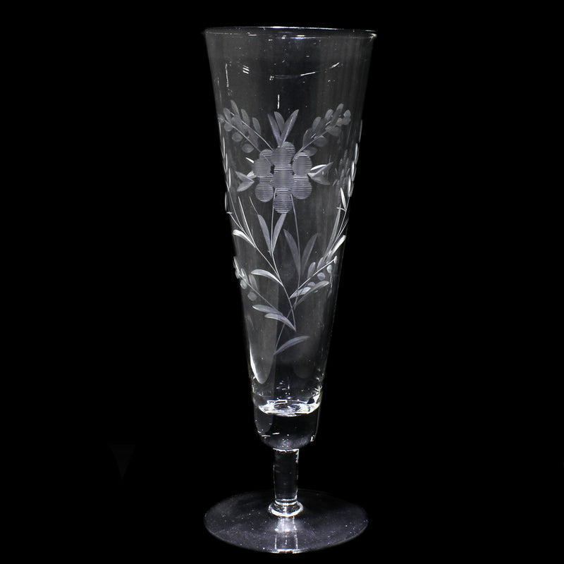 Lot of 5: 1930s Japanese Etched Floral Pilsner Glasses
