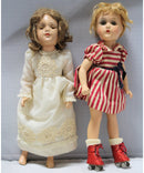 Lot of 2: Vintage Dolls, Red & White with Roller Skates, White Lacy Dress