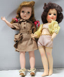 Lot of 2: Vintage Dolls, Brown Dress & Pink Ribbons, Rose Gold 2 Piece