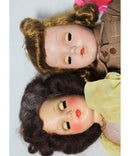 Lot of 2: Vintage Dolls, Brown Dress & Pink Ribbons, Rose Gold 2 Piece
