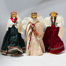 Lot of 7: Pine Baroness Wood Dolls, Christmas Dolls