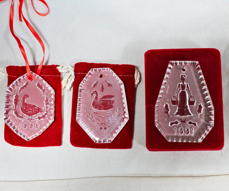 Lot of 3: Waterford Christmas Ornaments - 1989, 1990, 1991