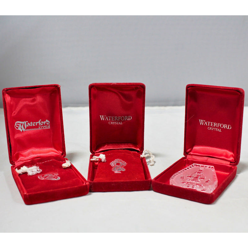 Lot of 3: Waterford Christmas Ornaments - 1989, 1990, 1991