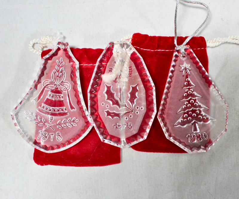 Lot of 3: Waterford Christmas Ornaments - 1978, 1979, 1980