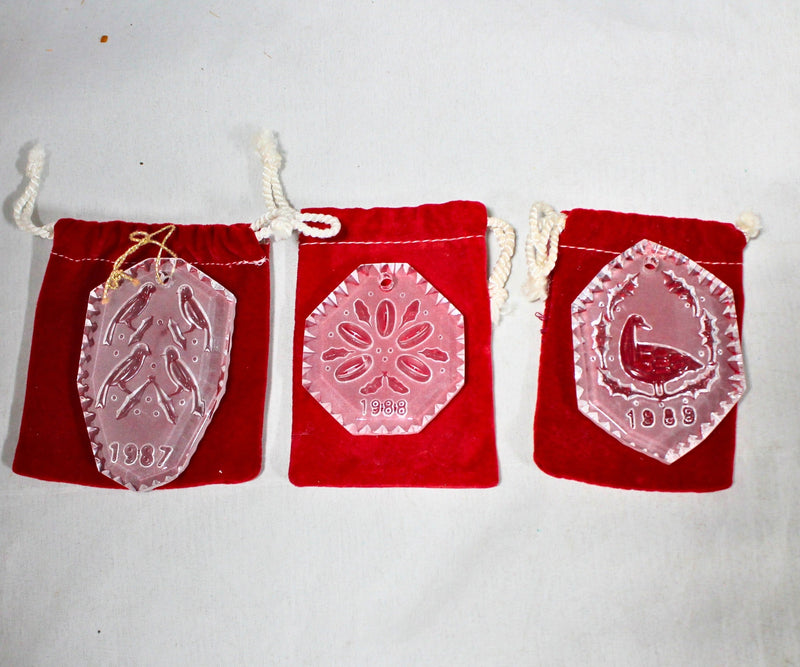 Lot of 3: Waterford 12 Days of Christmas Ornaments - 1987, 1988, 1989