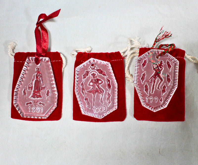 Lot of 3: Waterford Christmas Ornaments, 12 Days of Christmas - 1991, 1993, 1994