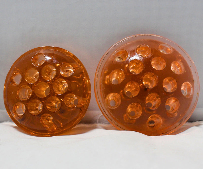 Lot of 2: Rose Gold Glass Flower Frogs
