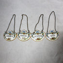 Lot of 4: Staffordshire Alcohol Hanging Charms; Gin, Scotch, Whiskey, Vodka