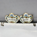 Lot of 4: Staffordshire Alcohol Hanging Charms; Gin, Scotch, Whiskey, Vodka