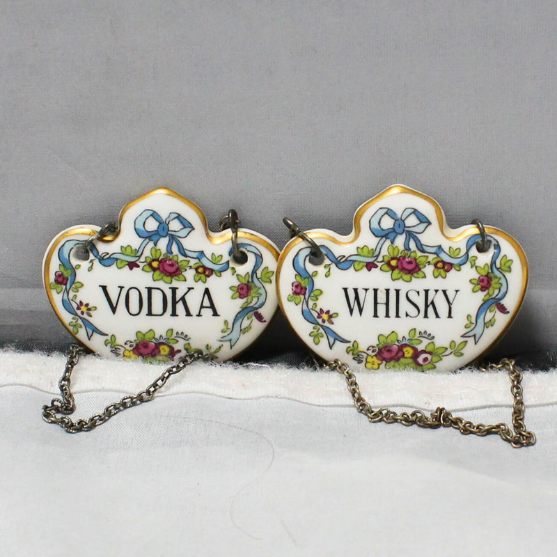Lot of 4: Staffordshire Alcohol Hanging Charms; Gin, Scotch, Whiskey, Vodka